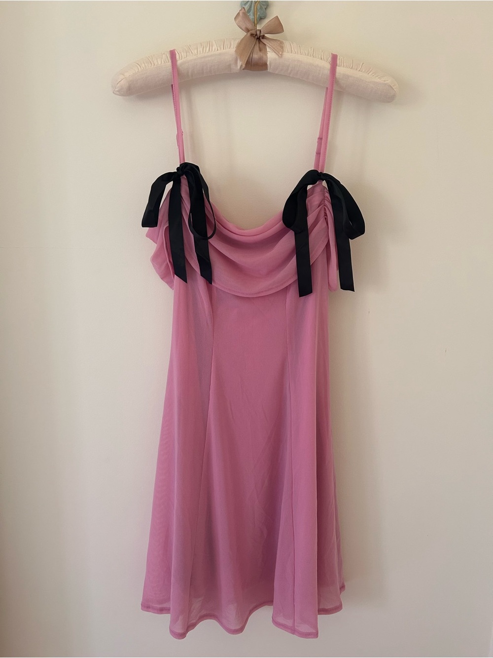 Urban Outfitters “Allison” Pink Slip Dress with Black Bows 
Size: Small
NWOT